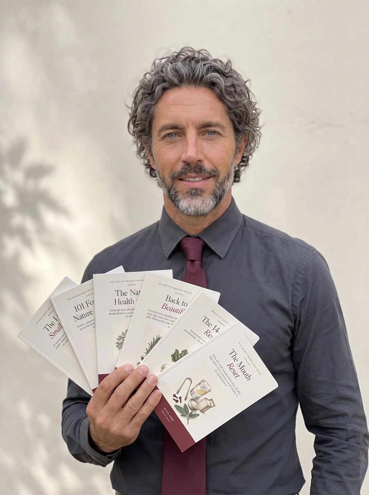 Silas Kerr holding his six books